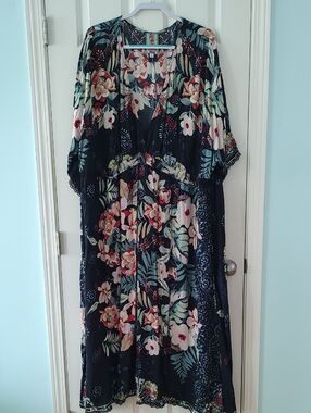 Johnny Was Black Floral Dress, Light and Flowy